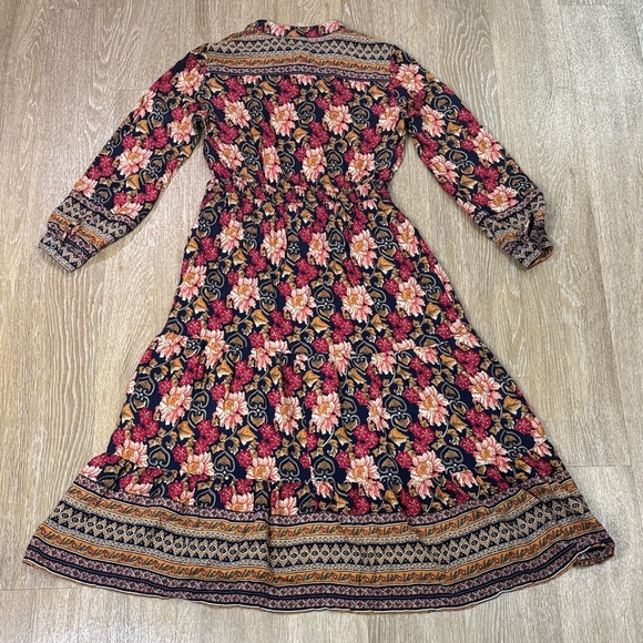ANTHROPOLOGIE Othilia Cindy Maxi Dress Floral Colorful Boho Long Sleeve size M - Picture 7 of 12